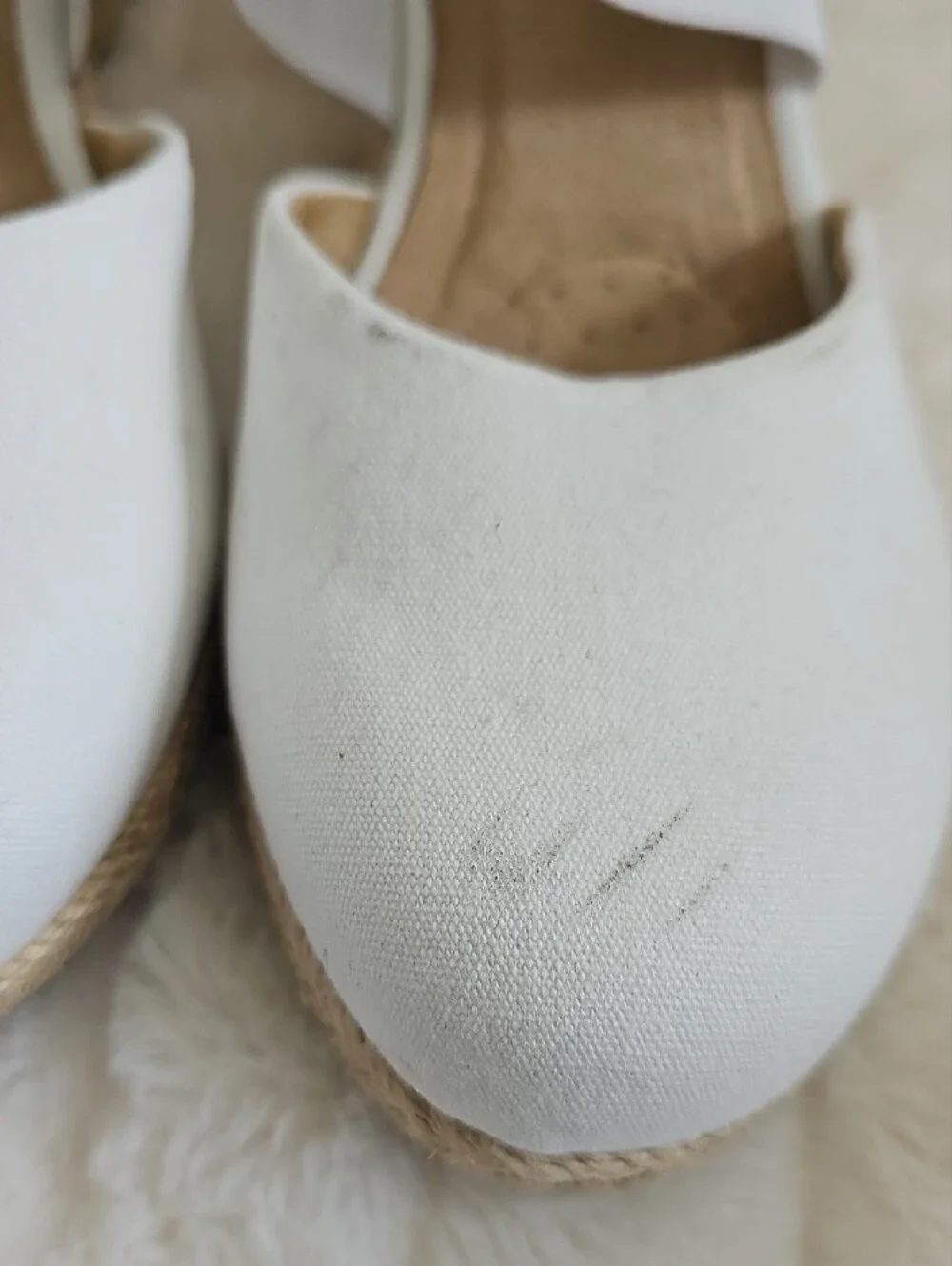 easy street White Espadrille Wedge Sandals with Cross Straps